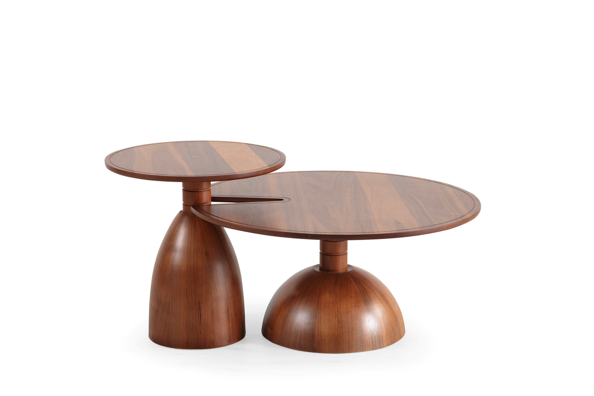 Pomela Walnut 2-Piece Coffee Table Set