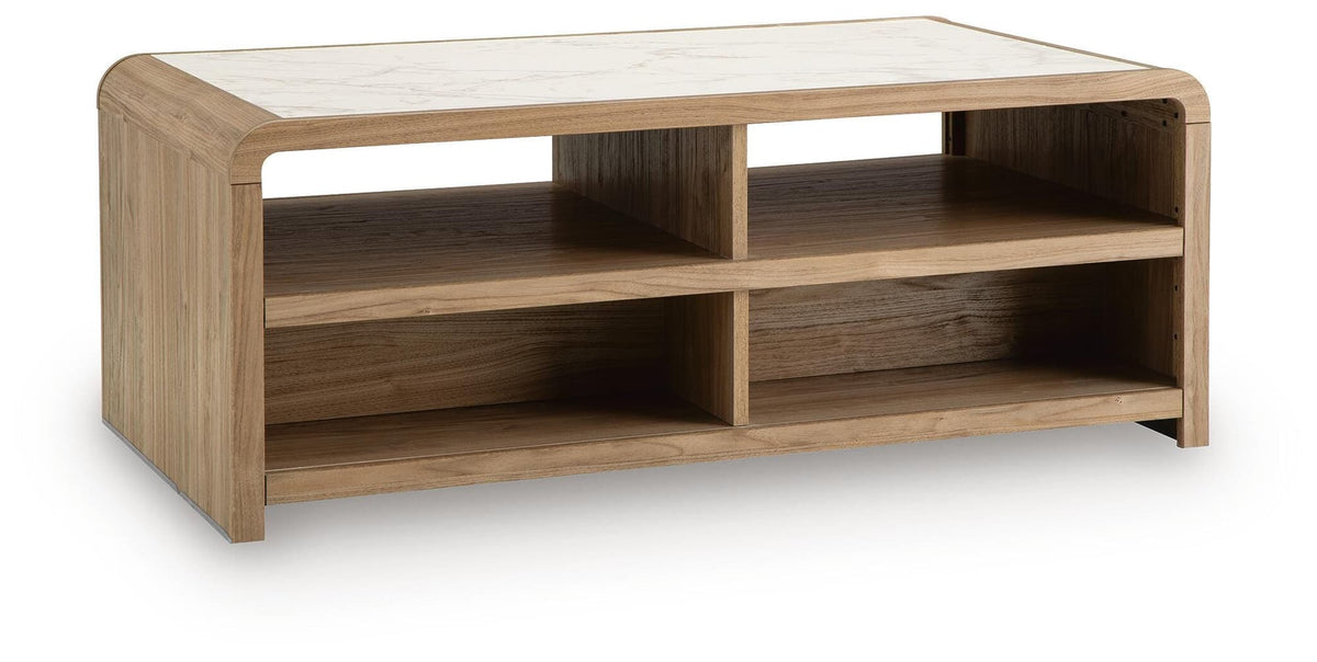 Dovander White/Natural Coffee Table — back view