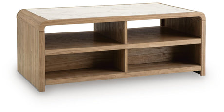 Dovander White/Natural Coffee Table — back view