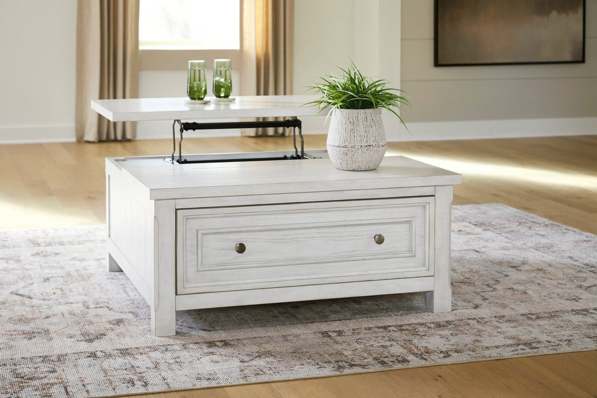 Antique White Lift-Top Coffee Table with Drawer and Hidden Storage — product view