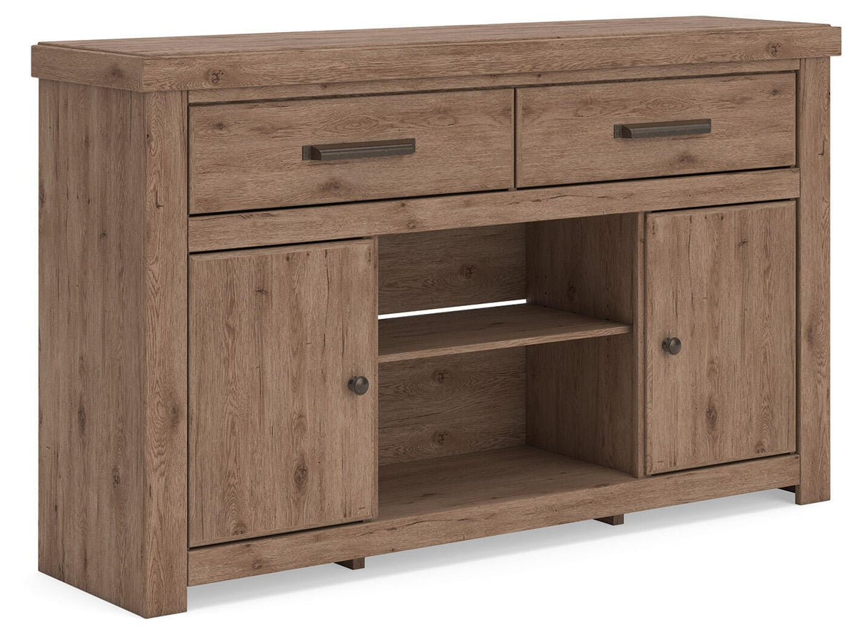 Garistyn Brown 62" TV Stand — angled view