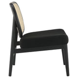 Rayo Rattan Cane Back Accent Chair with Padded Seat Black