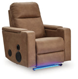 Lorrenton Caramel Faux Leather Power Glider Recliner with Audio System
