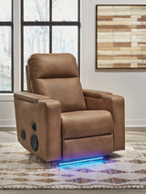 Lorrenton Caramel Faux Leather Power Glider Recliner with Audio System