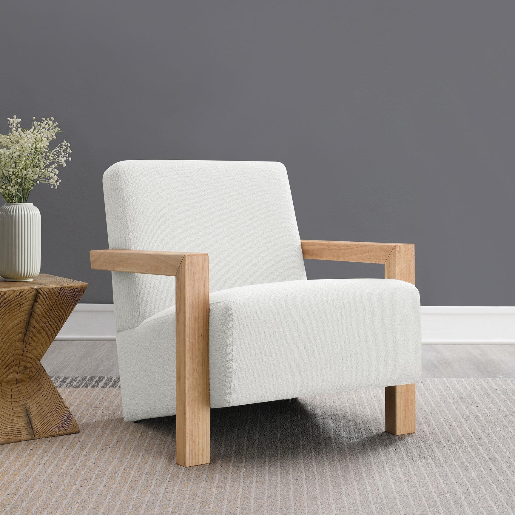 Fitzroy Boucle Upholstered Accent Arm Chair Ivory 903094
