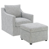 Winter Upholstered Sloped Arm Accent Swivel Chair Grey