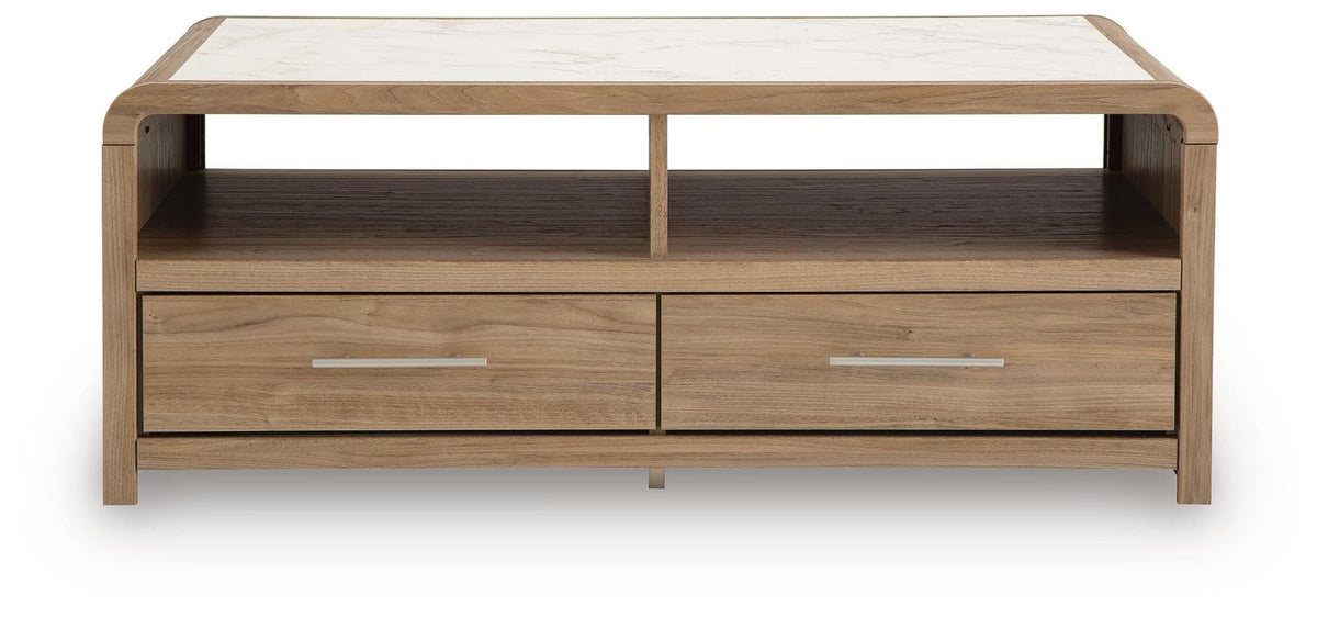 Dovander White/Natural Coffee Table — front view