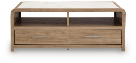 Dovander White/Natural Coffee Table — front view