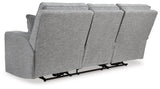 Biscoe Pewter Textured Nuvella® Power Reclining Sofa