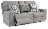 Biscoe Pewter Textured Nuvella® Power Reclining Loveseat