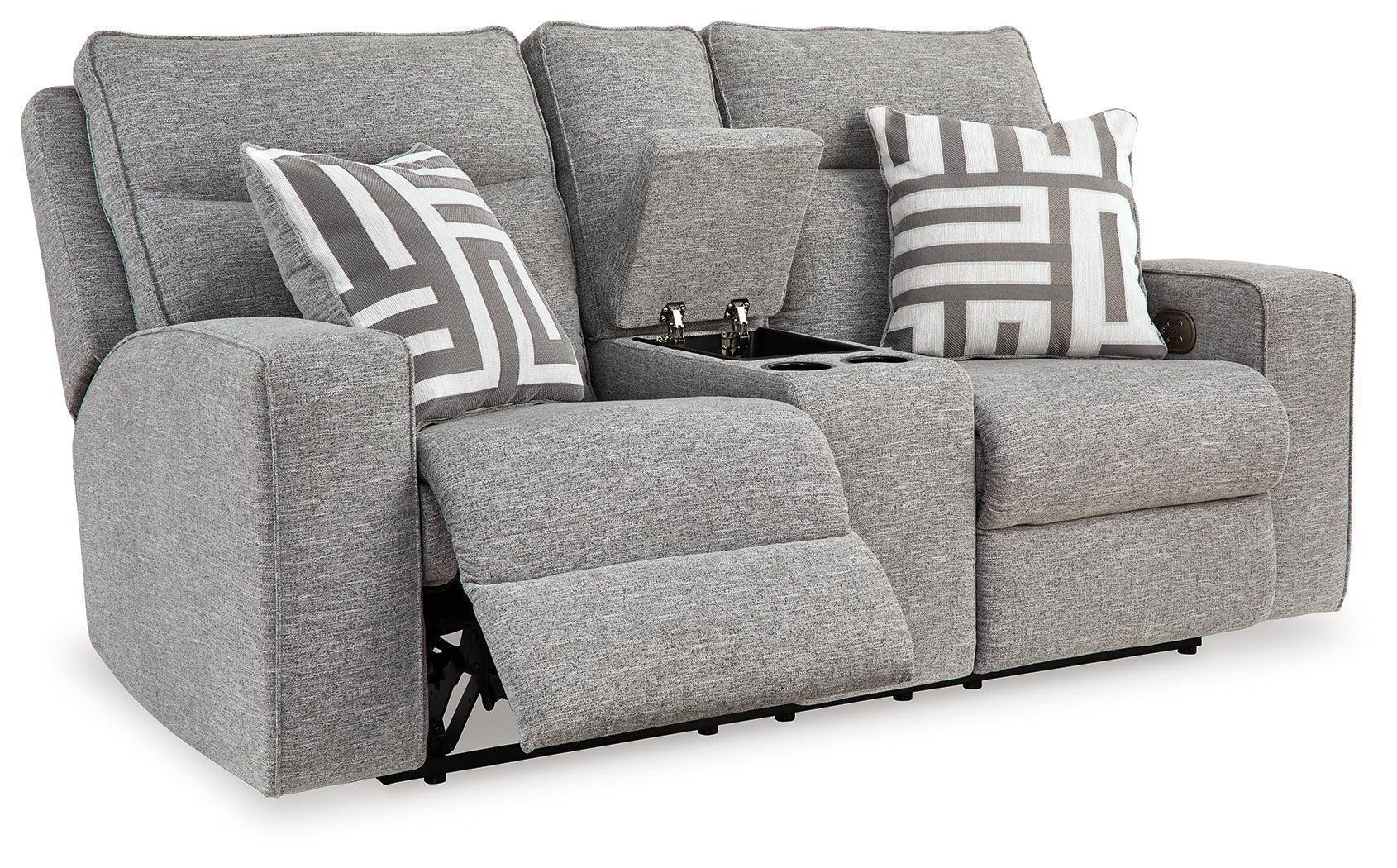 Biscoe Pewter Textured Nuvella® Power Reclining Loveseat