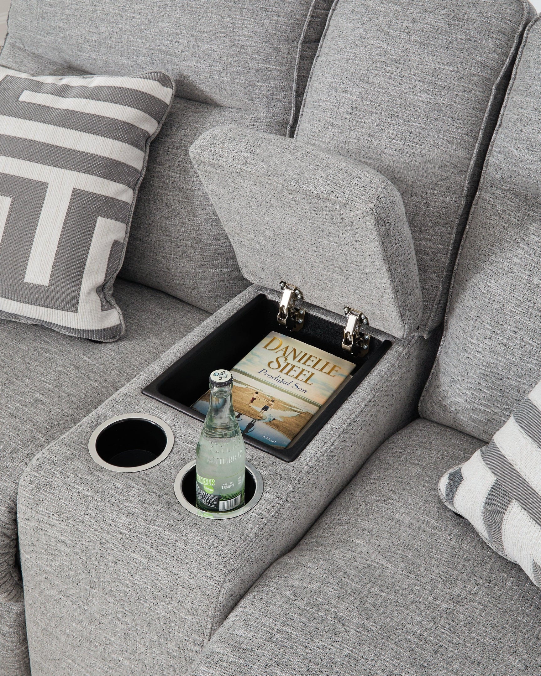 Biscoe Pewter Textured Nuvella® Power Reclining Loveseat