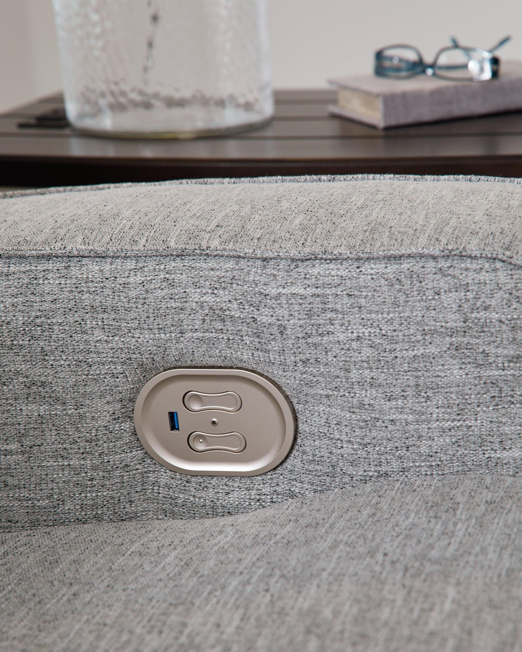 Biscoe Pewter Textured Nuvella® Power Reclining Loveseat