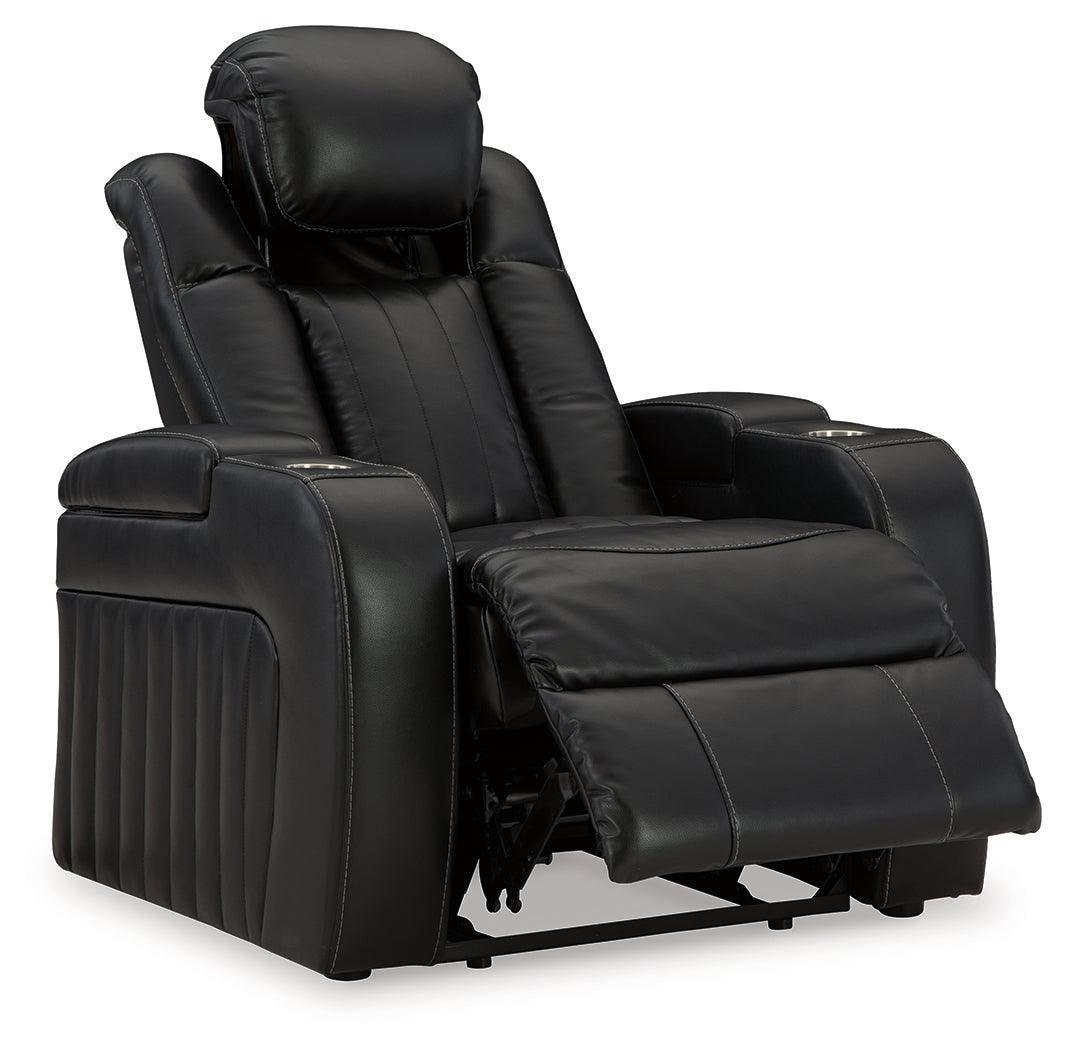 Caveman Den Midnight Faux Leather Power Recliner
