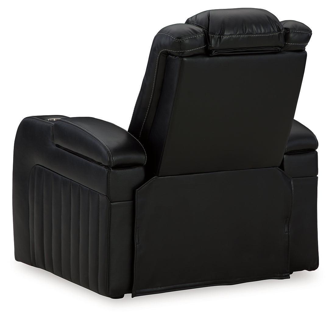 Caveman Den Midnight Faux Leather Power Recliner