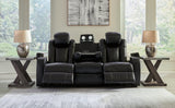 Caveman Den Midnight Faux Leather Power Reclining Sofa