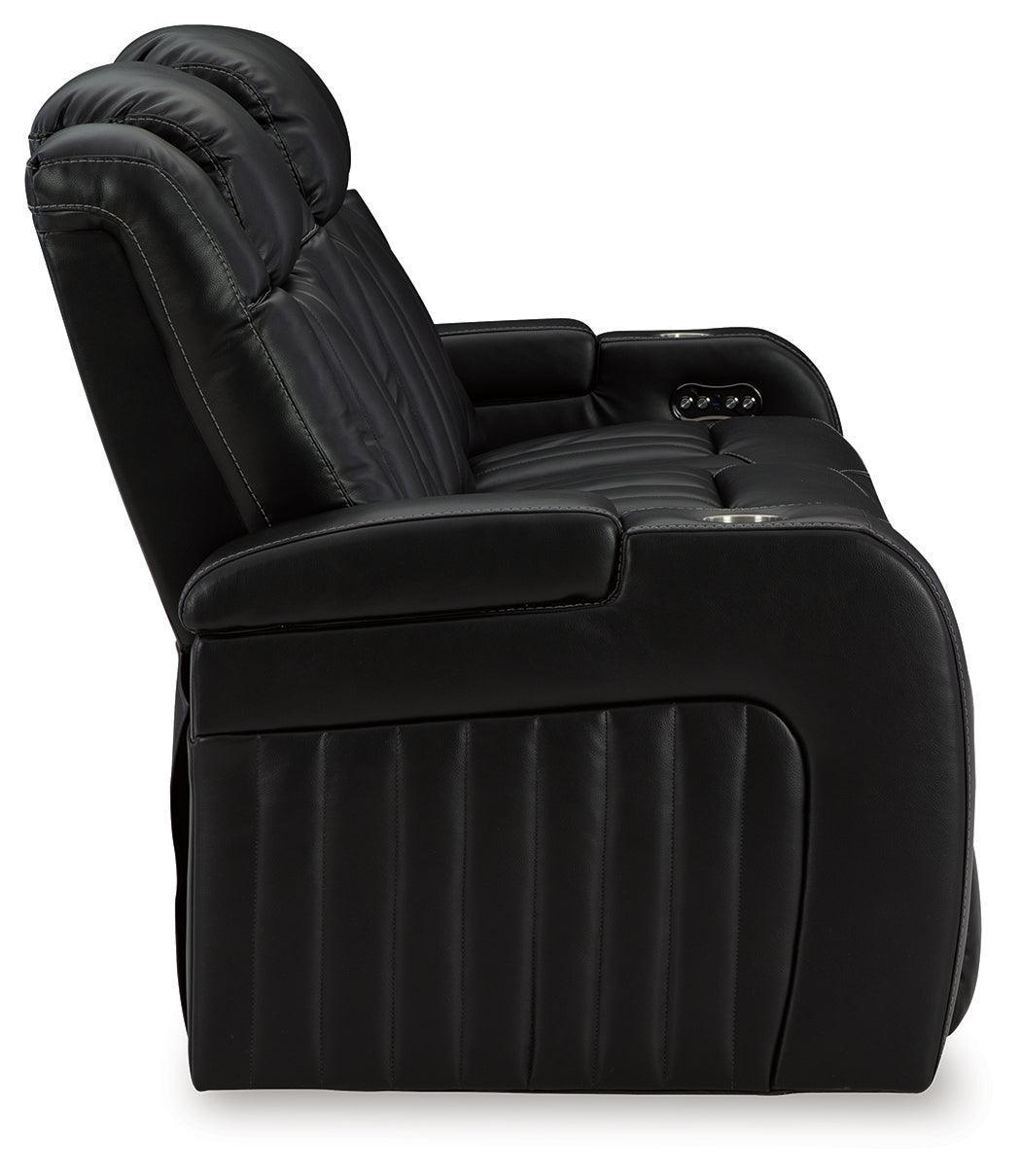Caveman Den Midnight Faux Leather Power Reclining Sofa