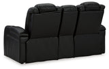 Caveman Den Midnight Faux Leather Power Reclining Loveseat With Console