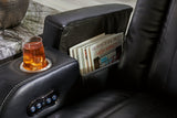 Caveman Den Midnight Faux Leather Power Reclining Loveseat With Console