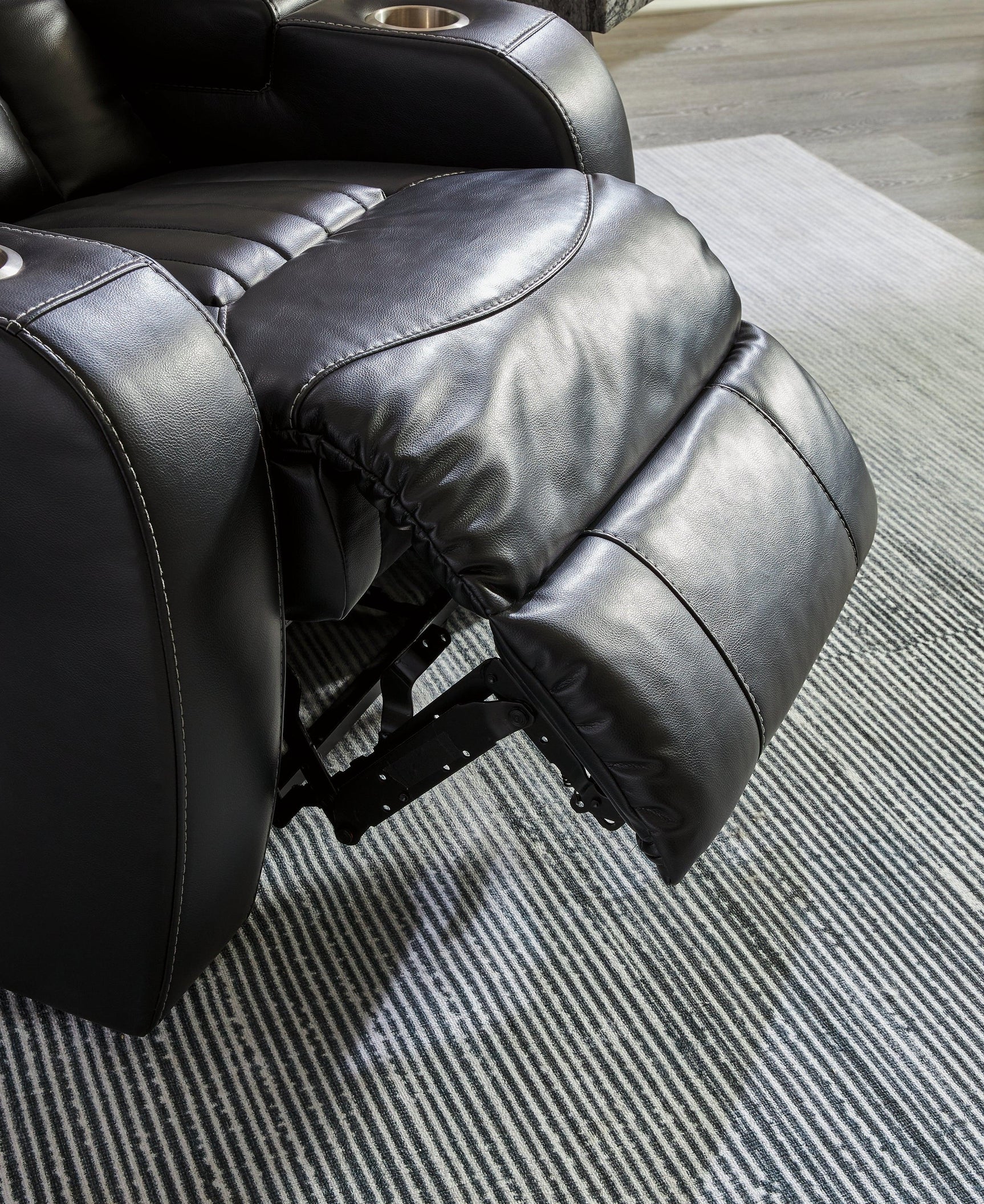 Caveman Den Midnight Faux Leather Power Reclining Loveseat With Console