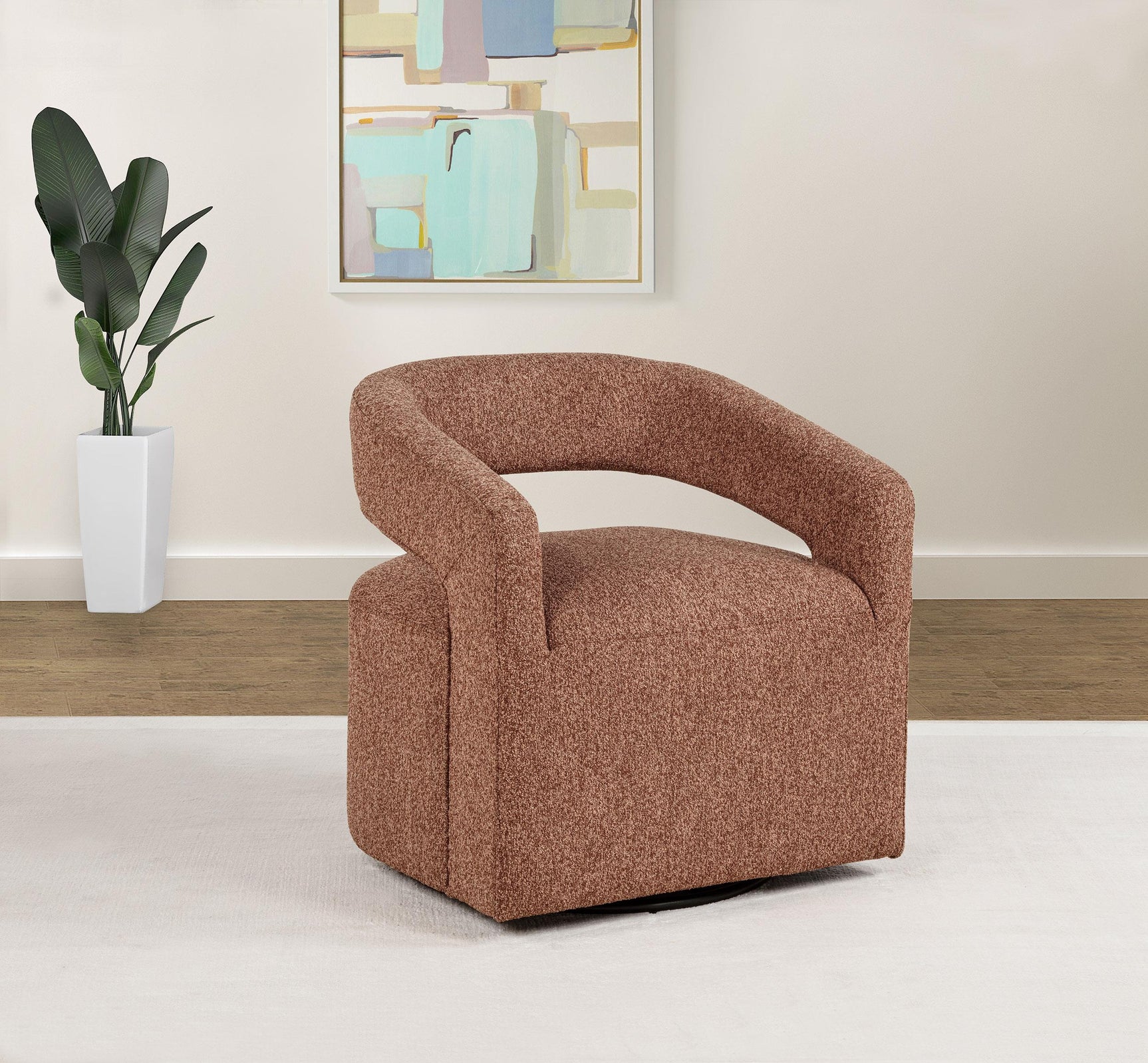 Westhill Boucle Upholstered Swivel Accent Chair Berry