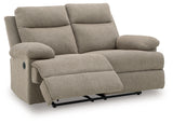 Side-Swipe Mocha Chenille Reclining Loveseat