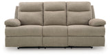 Side-Swipe Mocha Chenille Reclining Sofa with Drop Down Table