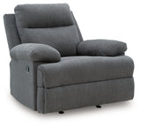 Side-Swipe Charcoal Chenille Recliner