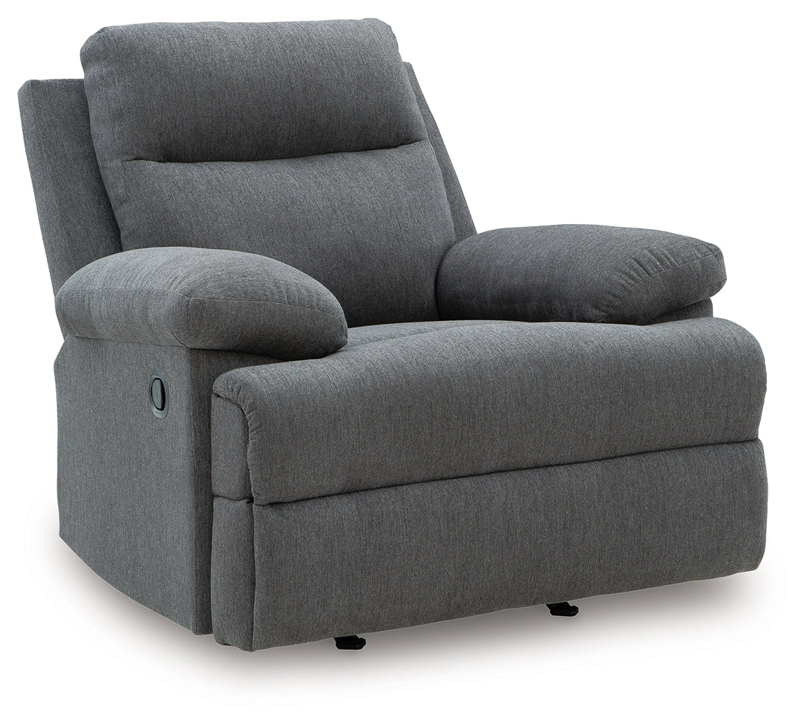 Side-Swipe Charcoal Chenille Recliner