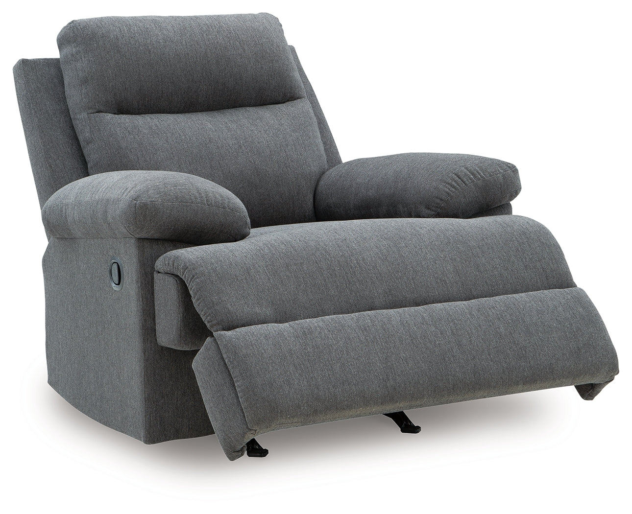 Side-Swipe Charcoal Chenille Recliner