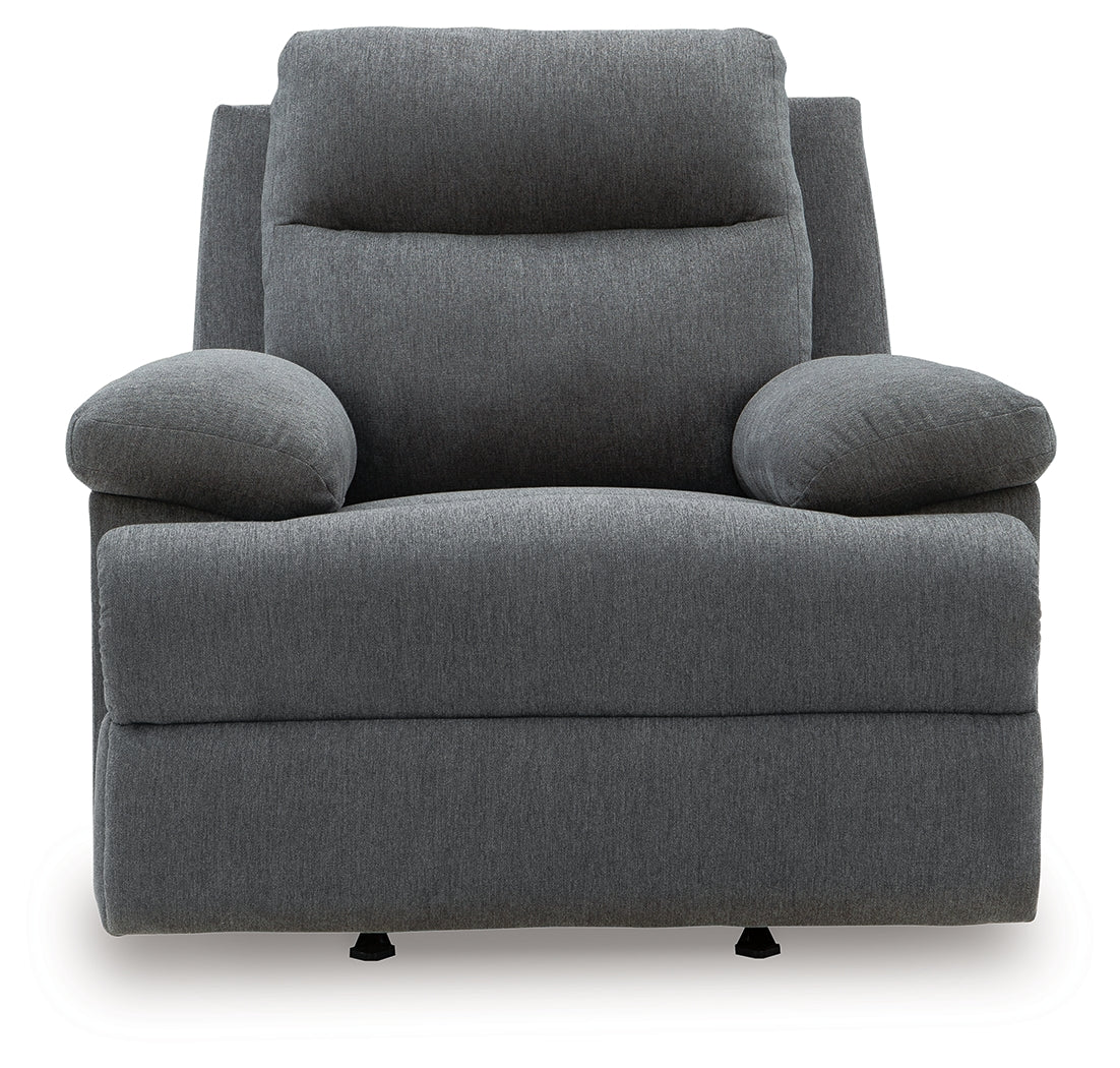 Side-Swipe Charcoal Chenille Recliner