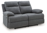 Side-Swipe Charcoal Chenille Reclining Loveseat