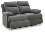 Side-Swipe Charcoal Chenille Reclining Loveseat