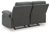 Side-Swipe Charcoal Chenille Reclining Loveseat