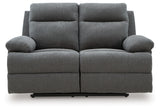 Side-Swipe Charcoal Chenille Reclining Loveseat
