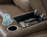 Beckley Place Earth Faux Leather Power Reclining Loveseat with Console