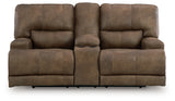 Beckley Place Earth Faux Leather Power Reclining Loveseat with Console