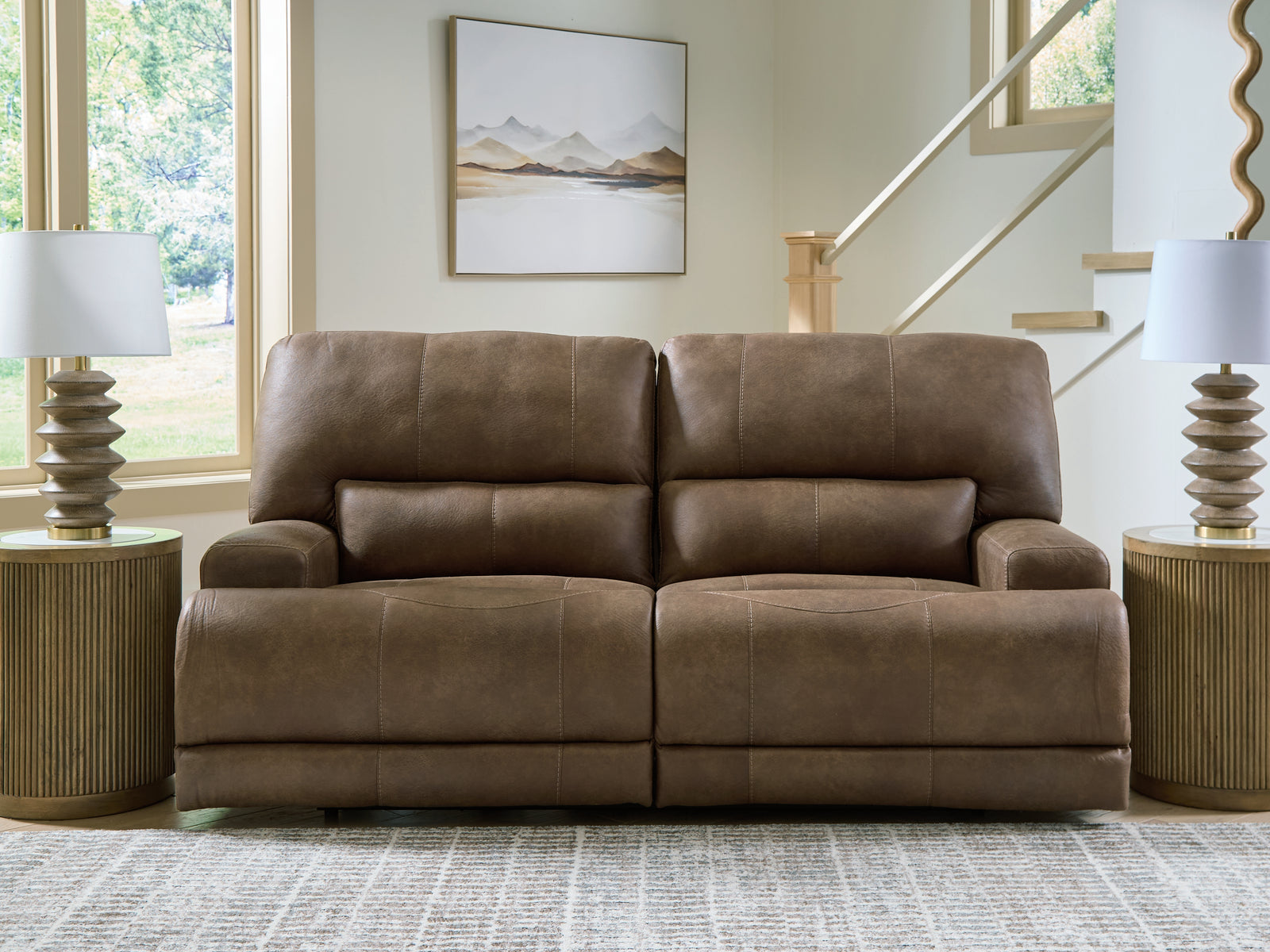 Beckley Place Earth Faux Leather Power Reclining Sofa