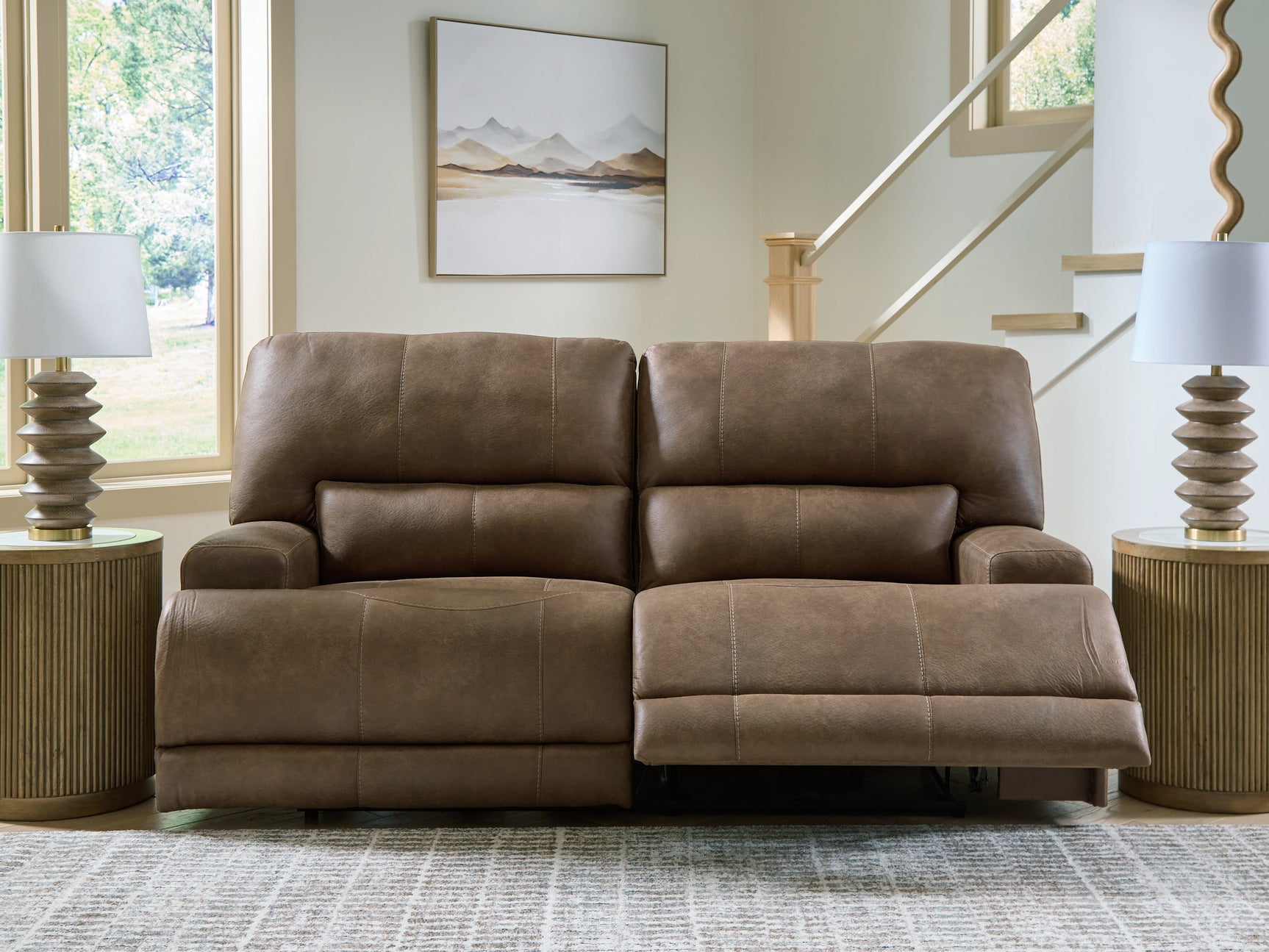 Beckley Place Earth Faux Leather Power Reclining Sofa