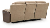 Mixed Motion Brownstone Chenille / Faux Leather Power Reclining Sofa — back view