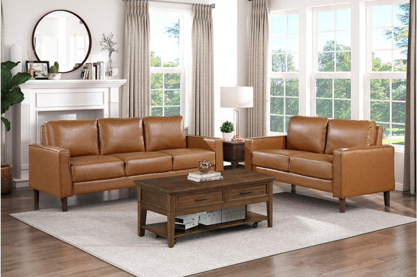 Malcolm Brown Faux Leather Living Room Set