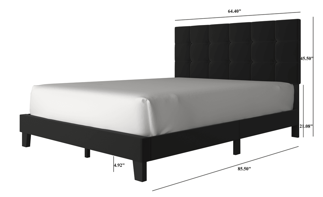 Nini Black Upholstered Platform King Bed