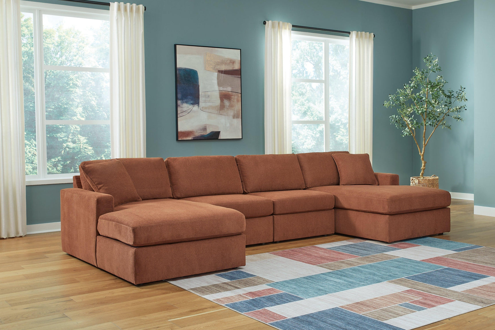 Modmax Spice Performance Fabric,Next-Gen Nuvella™ 4-Piece Sectional with Chaise