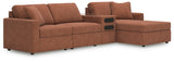 Modmax Spice Performance Fabric,Next-Gen Nuvella™ 4-Piece Sectional with Chaise