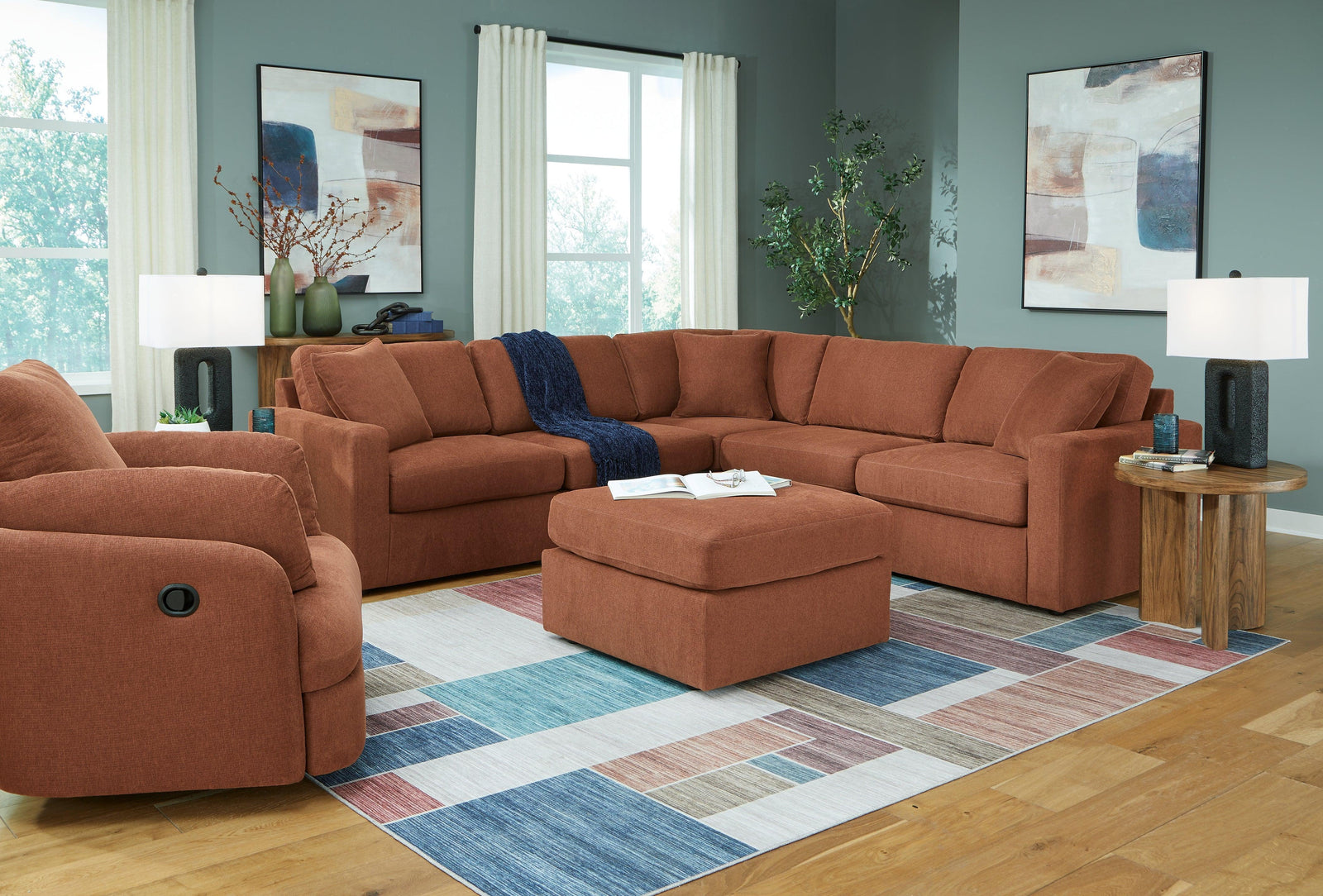 Pillar Spice Peak 5-Piece Sectional With Recliner