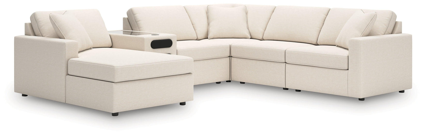Modmax Oyster Performance Fabric,Next-Gen Nuvella™ 6-Piece Sectional with Audio System and Chaise