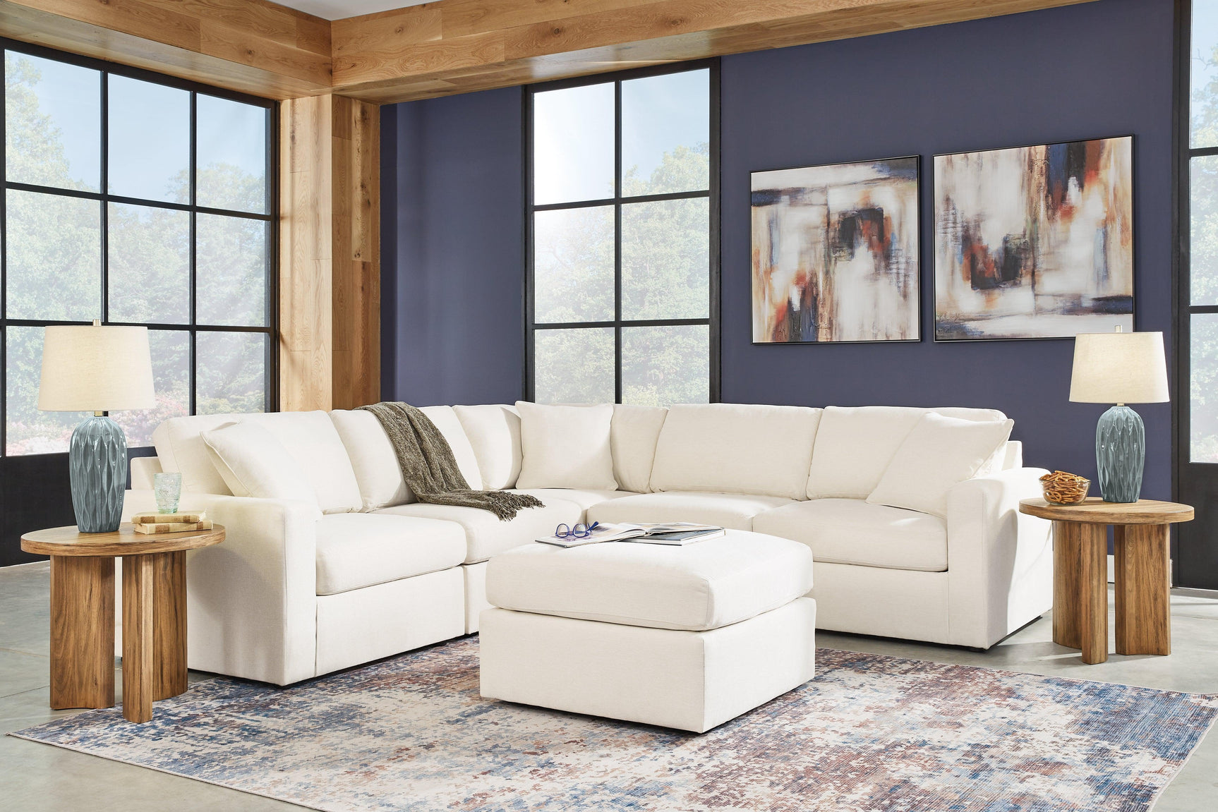Pillar Oyster Peak 5-Piece Sectional With Ottoman