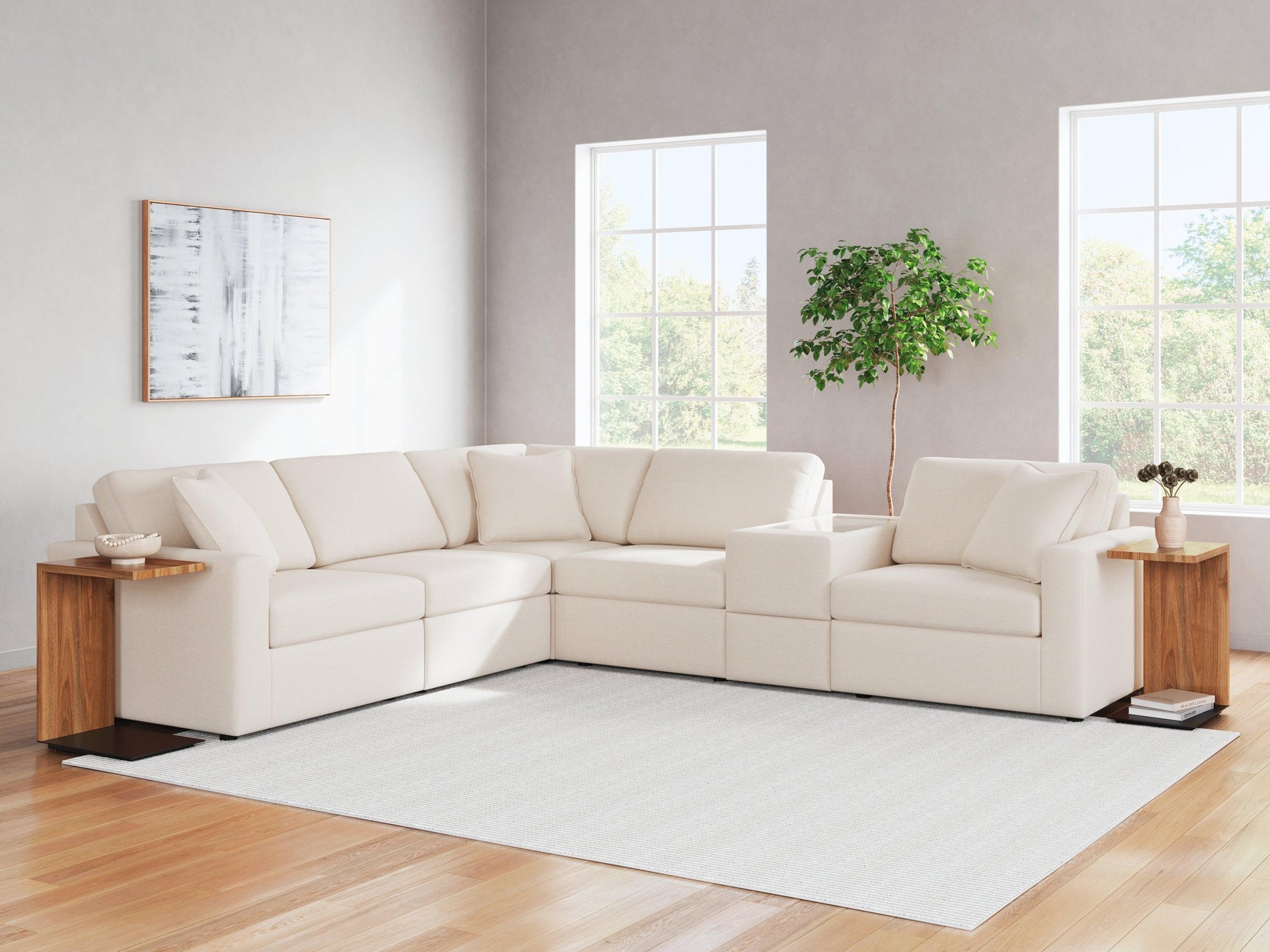 Modmax Oyster Performance Fabric,Next-Gen Nuvella™ 6-Piece Sectional
