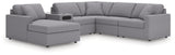 Modmax Granite Performance Fabric,Next-Gen Nuvella™ 6-Piece Sectional with Audio System and Chaise
