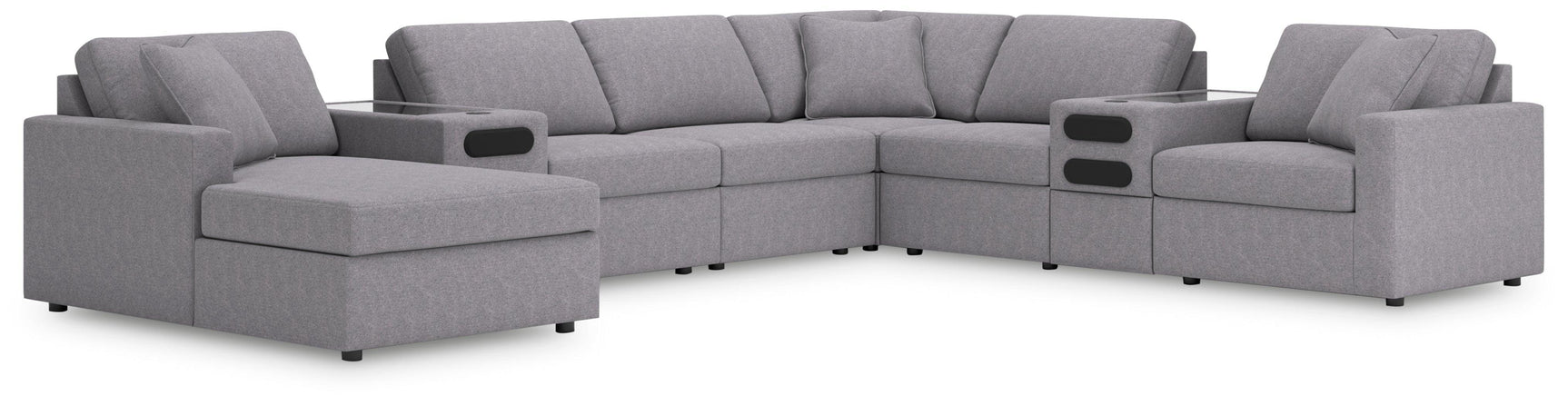 Modmax Granite Performance Fabric,Next-Gen Nuvella™ 8-Piece Sectional with Audio System and Chaise
